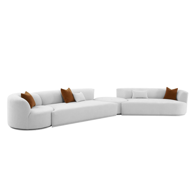 Tov Furniture Fickle Cream Boucle 4-Piece Modular RAF Sectional, Right Hand Facing, Cream Boucle