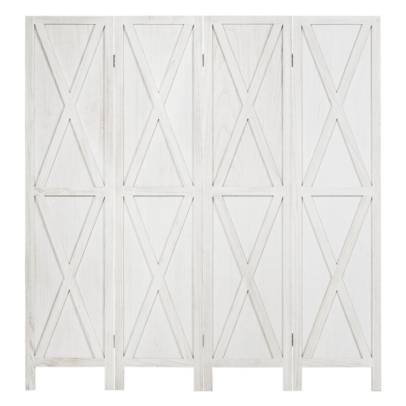 Paravent pliable à 4 panneaux H 67 po x l 63 po Bracy, Blanc