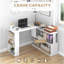 Bureau d'angle en L, bureau à domicile rotatif à 360 degrés avec tablettes de rangement, poste de travail de table d'écriture-395810704