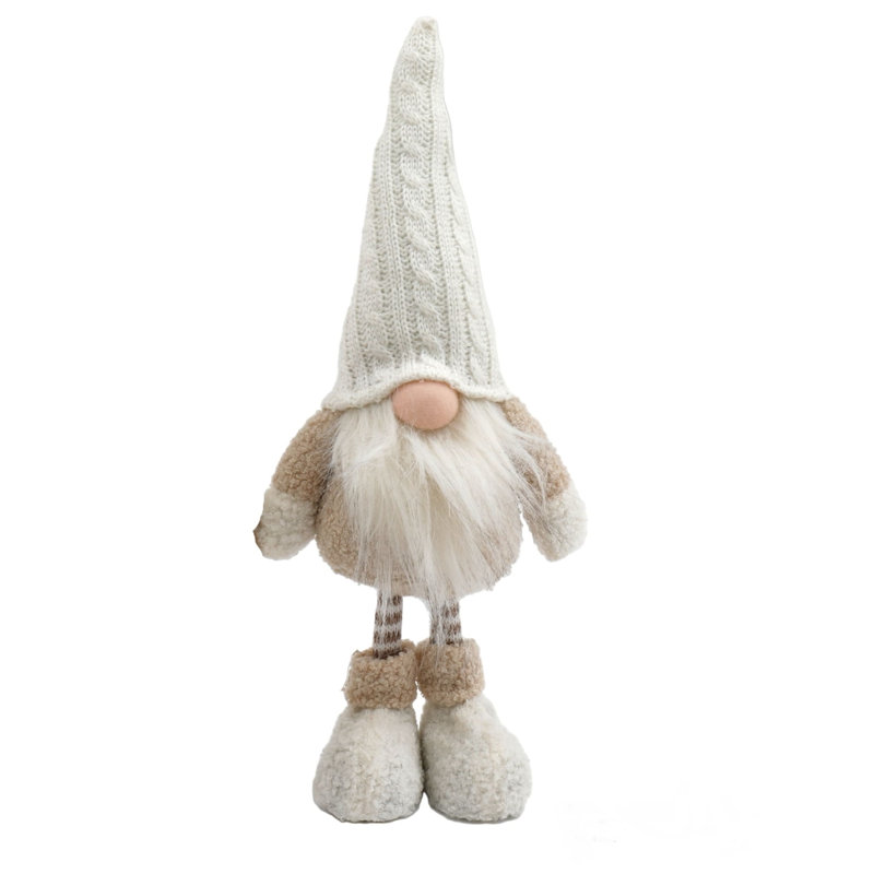 Standing Gonk with Brown Knitted Hat, White