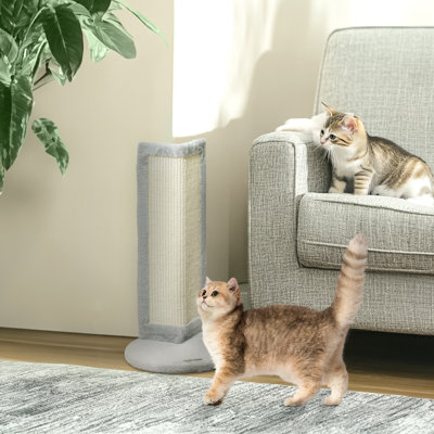 56cm Corner Cat Scratching Post with Sisal Scratching Pad Grey