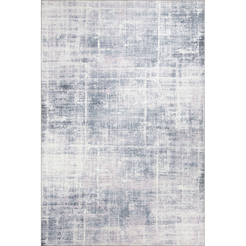 Tapis décoratif gris rayé, Rectangle 4 pi 8 po x 6 pi 3 po