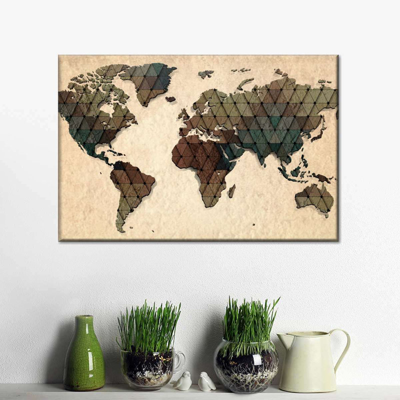 Carte du monde unique, H 8 po x l 12 po x P 1 po