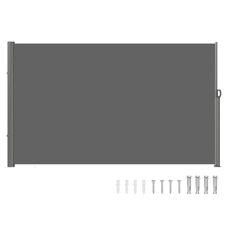 Auvent latéral rétractable manuel l 9 pi 8 po x P 1 pi, H 70,8 po x l 118 po x P 2 po, Blanc
