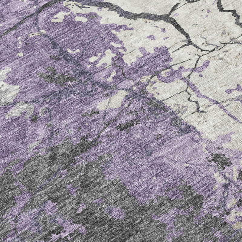 Machine Washable Indoor/Outdoor Chantille ACN2431 Abstract Rug, 3' x 5', Lavender