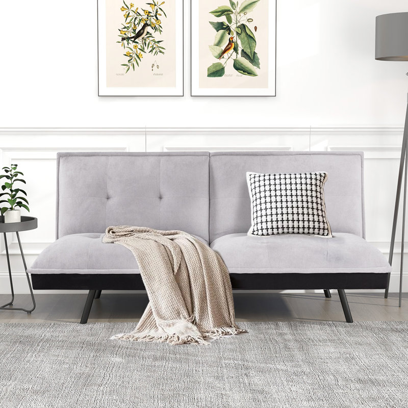 Futon rembourré 71,3 po Khayam, Velours gris