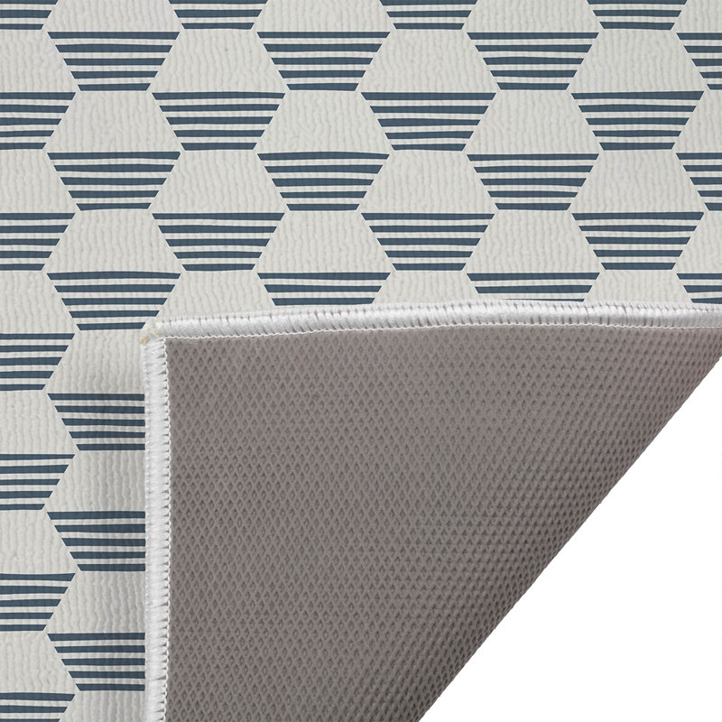 Tapis de toilette rectangulaire absorbant et antidérapant Hexaline, L 24 po x L 17 po, Bleu