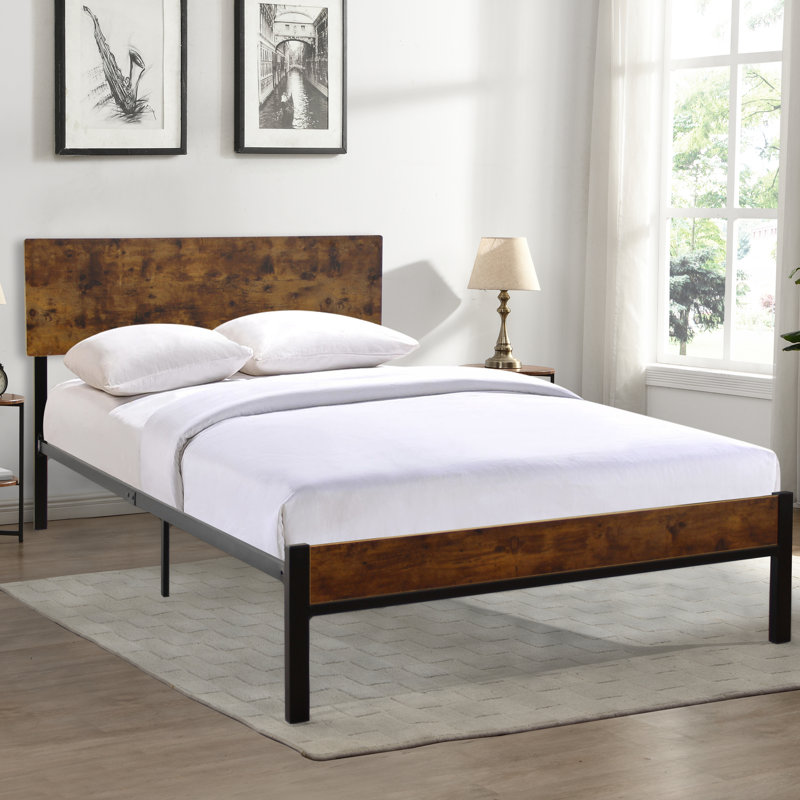 Structure de lit simple en métal - pièce moderne nécessaire pour la chambre à coucher, silencieuse, sans sommier, facile à assembler, design noir et chic, nécessaire, s'adapte à tous les types de matelas,