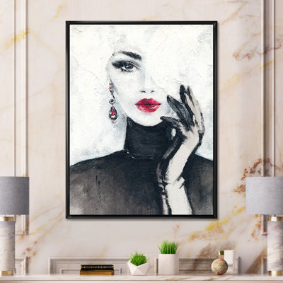 «White Black Fashion Woman Portrait II», art mural sur toile Glam