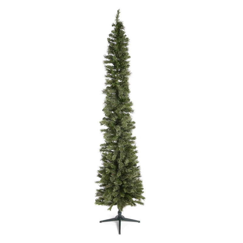Home Heritage 9 Foot Pre-Lit Artificial Stanley Pencil Christmas Tree With Stand