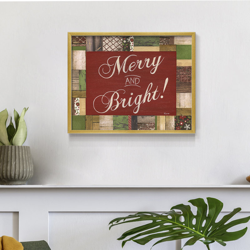 «Merry and Bright», reproduction encadrée, H 8 po x l 10 po