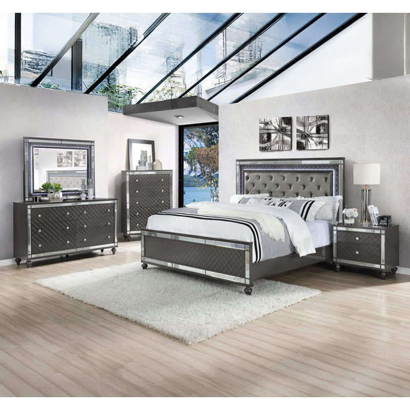 Table de chevet Glam Contemporary Grey Wood Idée de cadeau