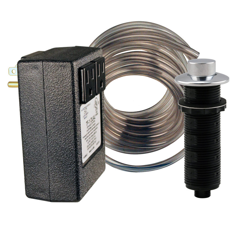 Dual Outlet Raised Button Garbage Disposal Air Switch, Polished Chrome