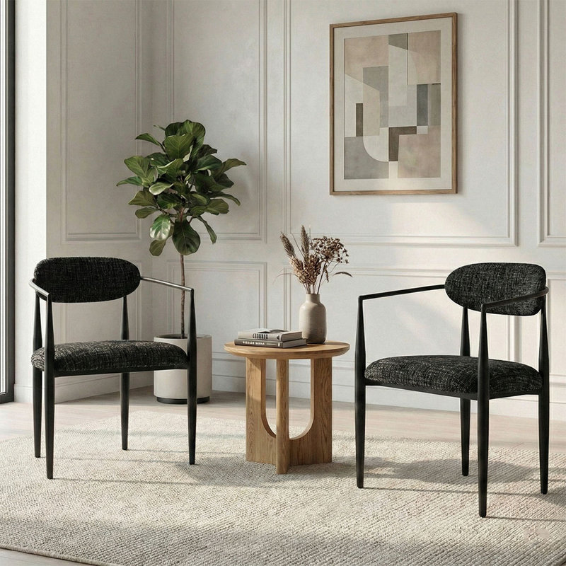Modern Upholstered Accent Armchairs, Black