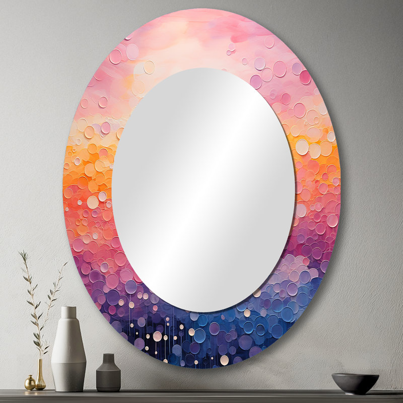 Blushing Horizon I - Pink Oval Wall Mirror Decor, 43" x 33"