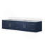 Meuble-lavabo double bleu marine 84 po X P 22 po D, avec plateau en quartz blanc-899587078
