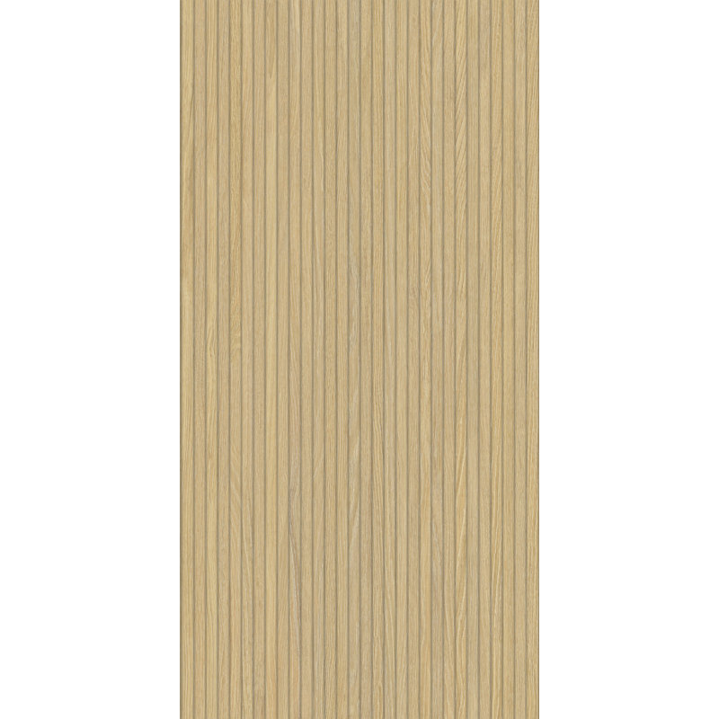 Woodline 24"x48" 3D Ribbed/Fluted Wood Look Porcelain Wall and Floor Tile, Oak