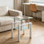 Table de bout en verre trempé blanc, petite table avec rangement à 2 couches, table d'appoint de salon