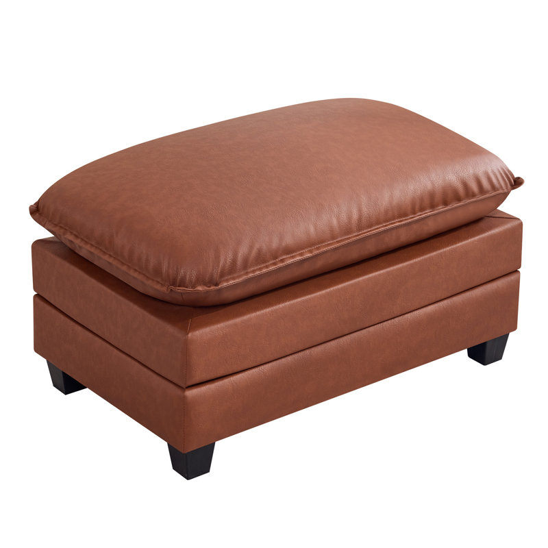 35.4’’ Rectangle Faux Leather Ottoman for Modular Sectional Sofa, Dark Brown