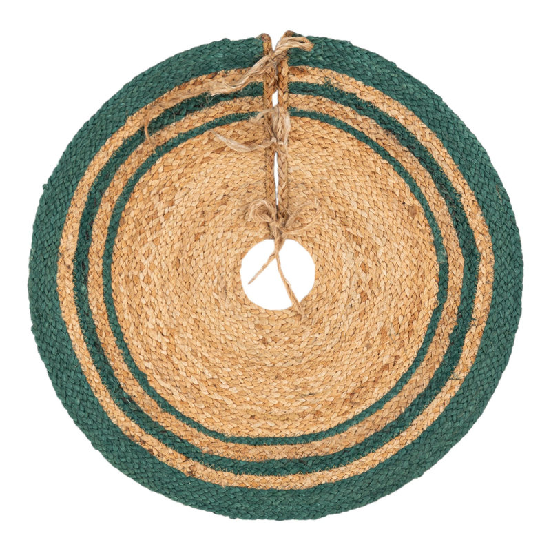 Jupe d'arbre de Noël à tisser Unique, Rond 2 pi 2 po, Beige et vert