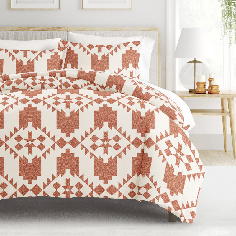 Clay Adobe Diamond Print King/California King Microfiber Duvet Cover Set