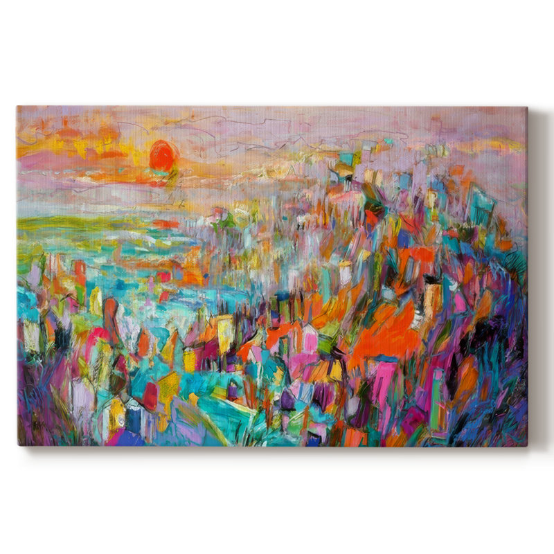 Île au soleil couchant II - Cavas enveloppés de galerie, 32 x 48