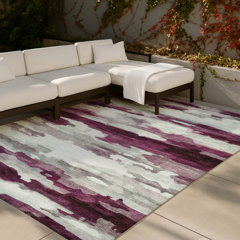 Machine Washable Indoor/Outdoor Chantille ACN2876 Abstract Rug, 8' x 10', Merlot