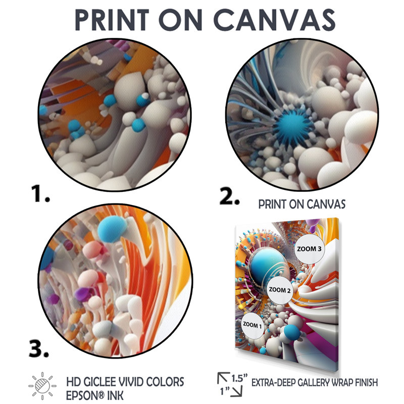 «Futur explosion of Fractal Joy II - Abstract Spirals Wall Art Living Room», Toile avec cadre flottant brun