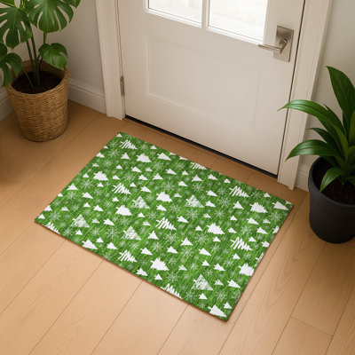 Premium Machine Washable Dockside AMF1815 Christmas Trees Rug