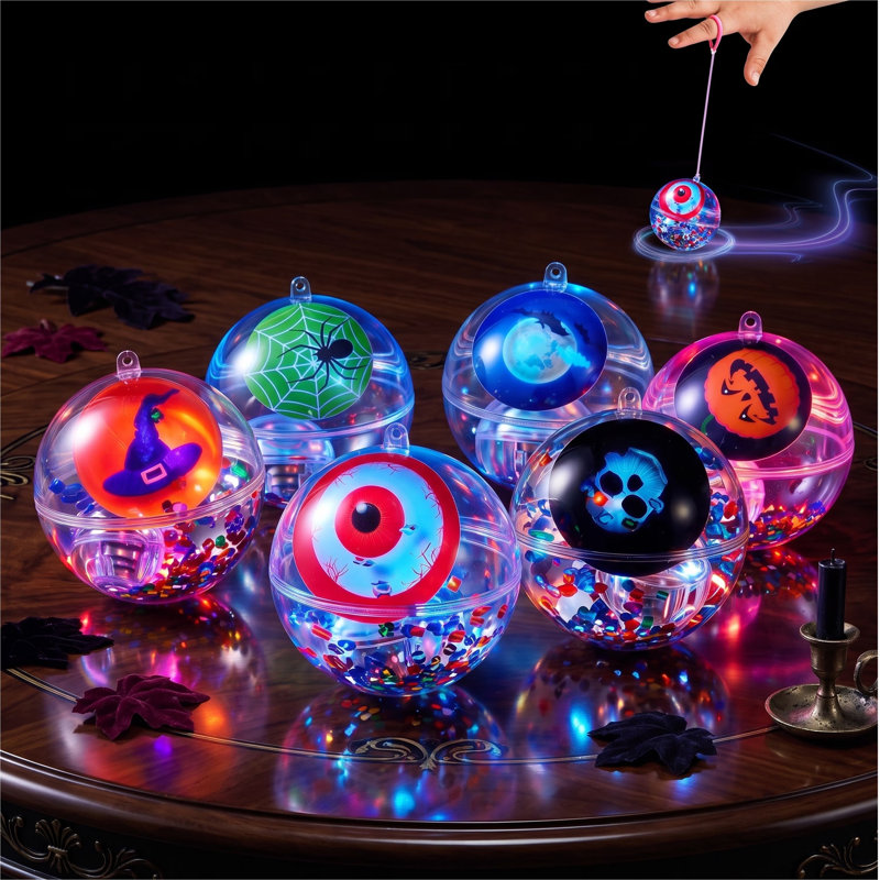 6 pièces de balles rebondissantes à DEL d'Halloween
