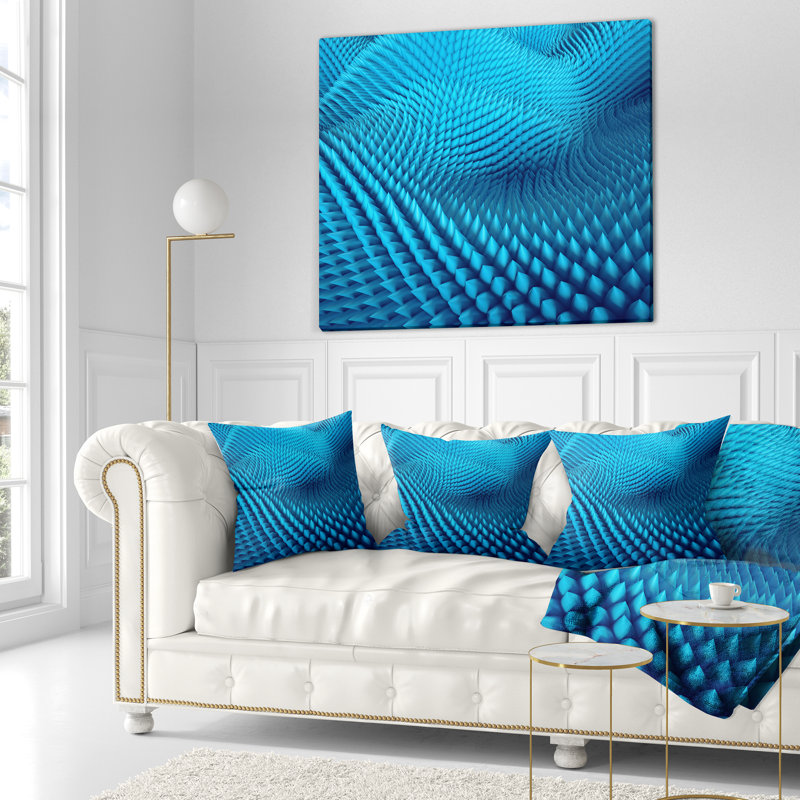 Abstrait bleu ondulé abstrait - Coussin décoratif imprimé abstrait, 16 po x 1 po, Carré