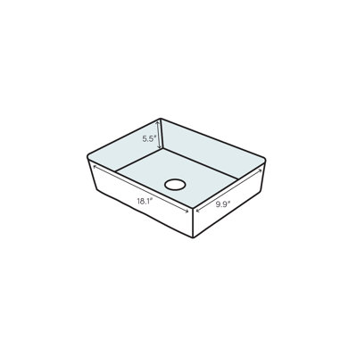 16" Rectangle Undermount White Porcelain Bowl