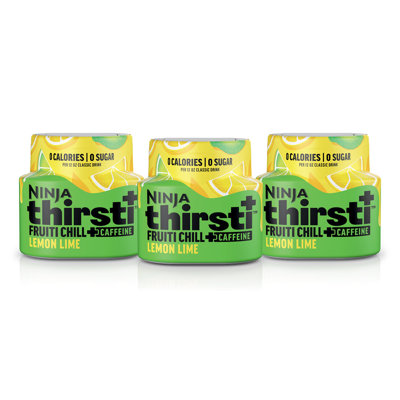 Ninja Thirsti Flavored Water Drops, FRUITI CHILL+ Lemon Lime, Bold Fruit Flavor with Caffeine,Sparkling or Still, Zero Calories, Zero Sugar, Makes 17, 12oz drinks, 3 Pack