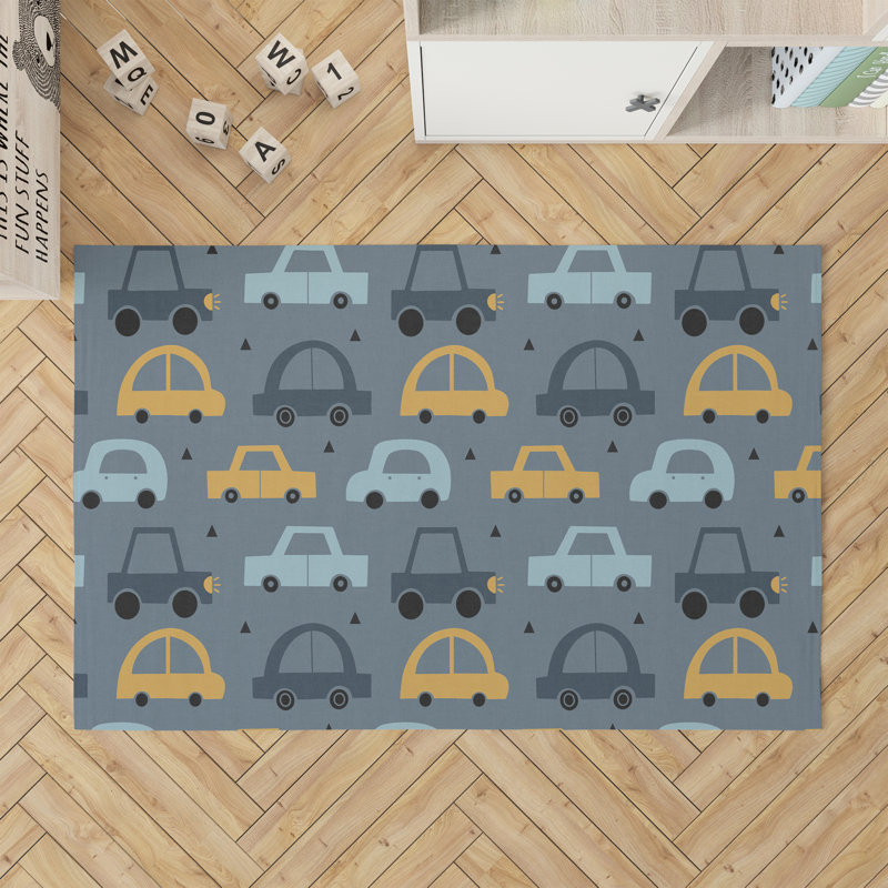 Driveway Colorized Kids Play Mat, Rectangle 4' x 6', Blue/Yellow