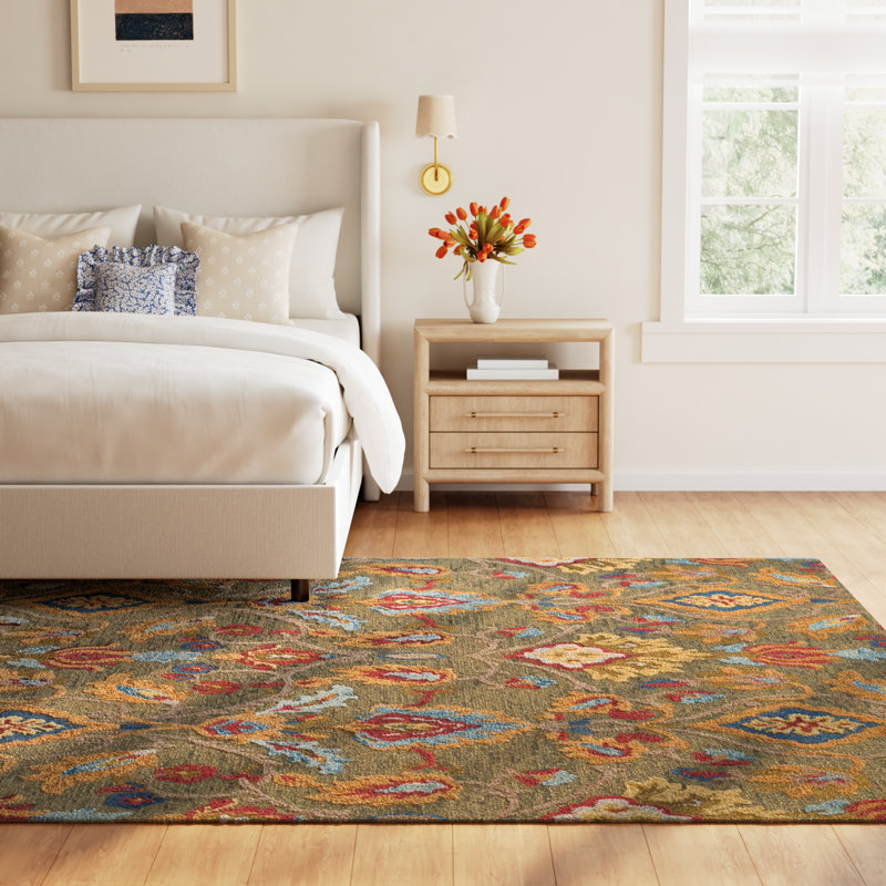 Tansy Wool Floral Indoor Rug, Rectangle 9' x 12'