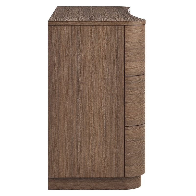 Commode courbée à 6 tiroirs Mirae, Chêne brun brossé
