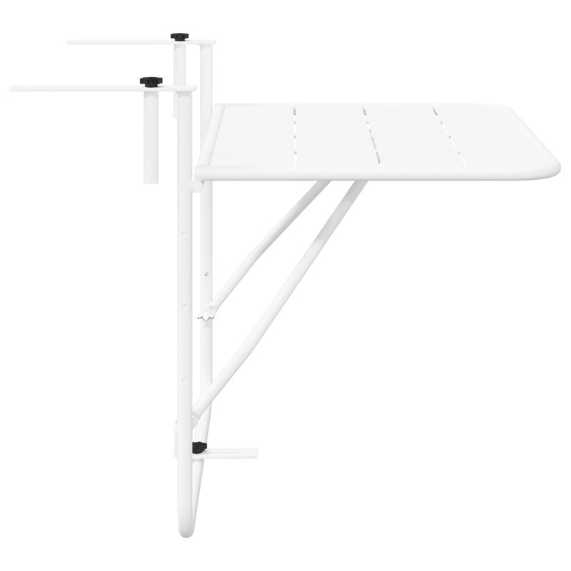 Balcony Table Metal Medium Collapsible Patio Table, WWhite