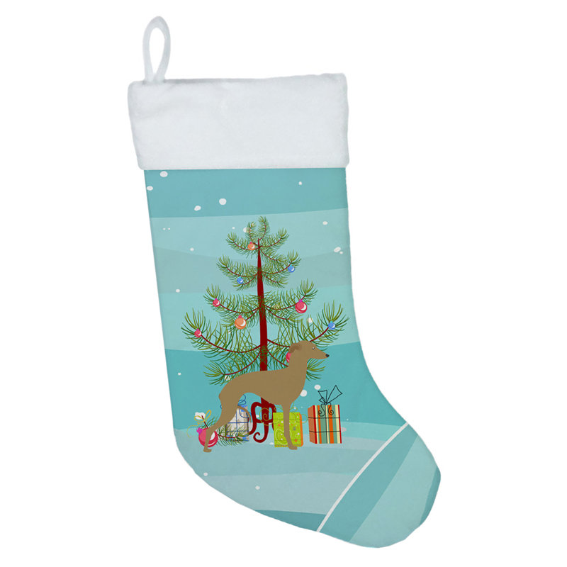 Chaussette de noël joyeux de noël, Lévrier italien gris