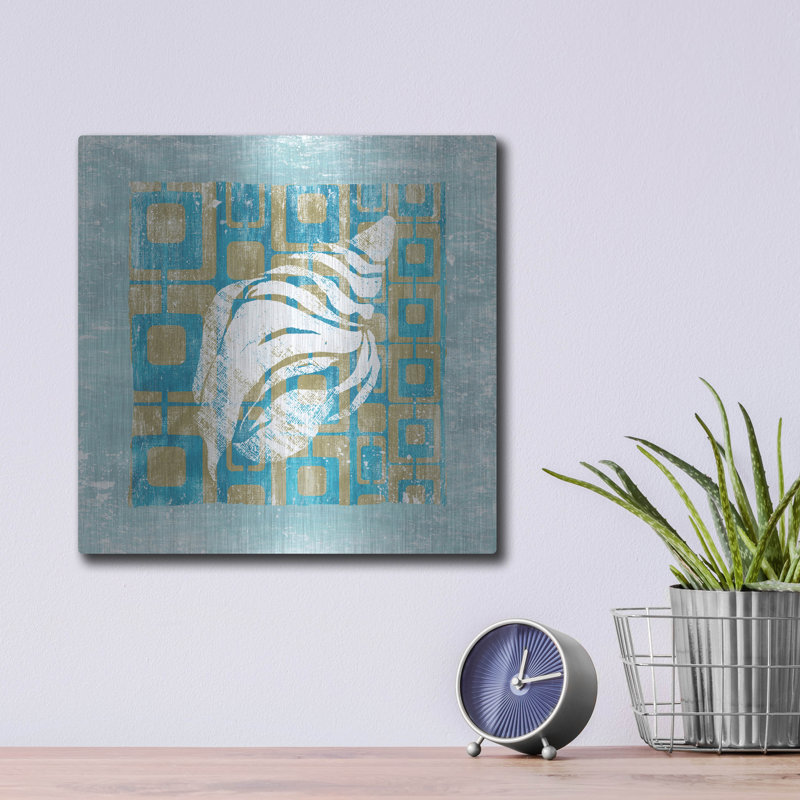 Beachcrest Home ™ «Shell Game 2» par Alicia Soave, art mural en métal, H 12 po x l 12 po