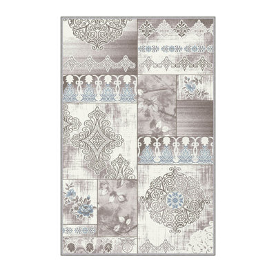 Stylish Woven Carpet (3.9 x 4. ft), 1% Polyester, Pile Height: .3 in | Antibacterial & Non-Slip Underside, 3D Digital Printing | Machine Washable, Perfect for Home Décor, Living Room & Bedroom Use
