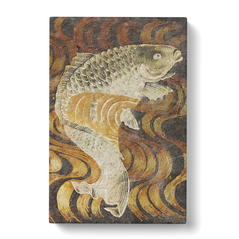 A Carp Fish Swimming Upstream - Wrapped Canvas Painting, 60cm H x 40cm W x 3cm D
