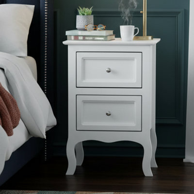 Table de chevet compacte de style français 16 po, 2 tiroirs