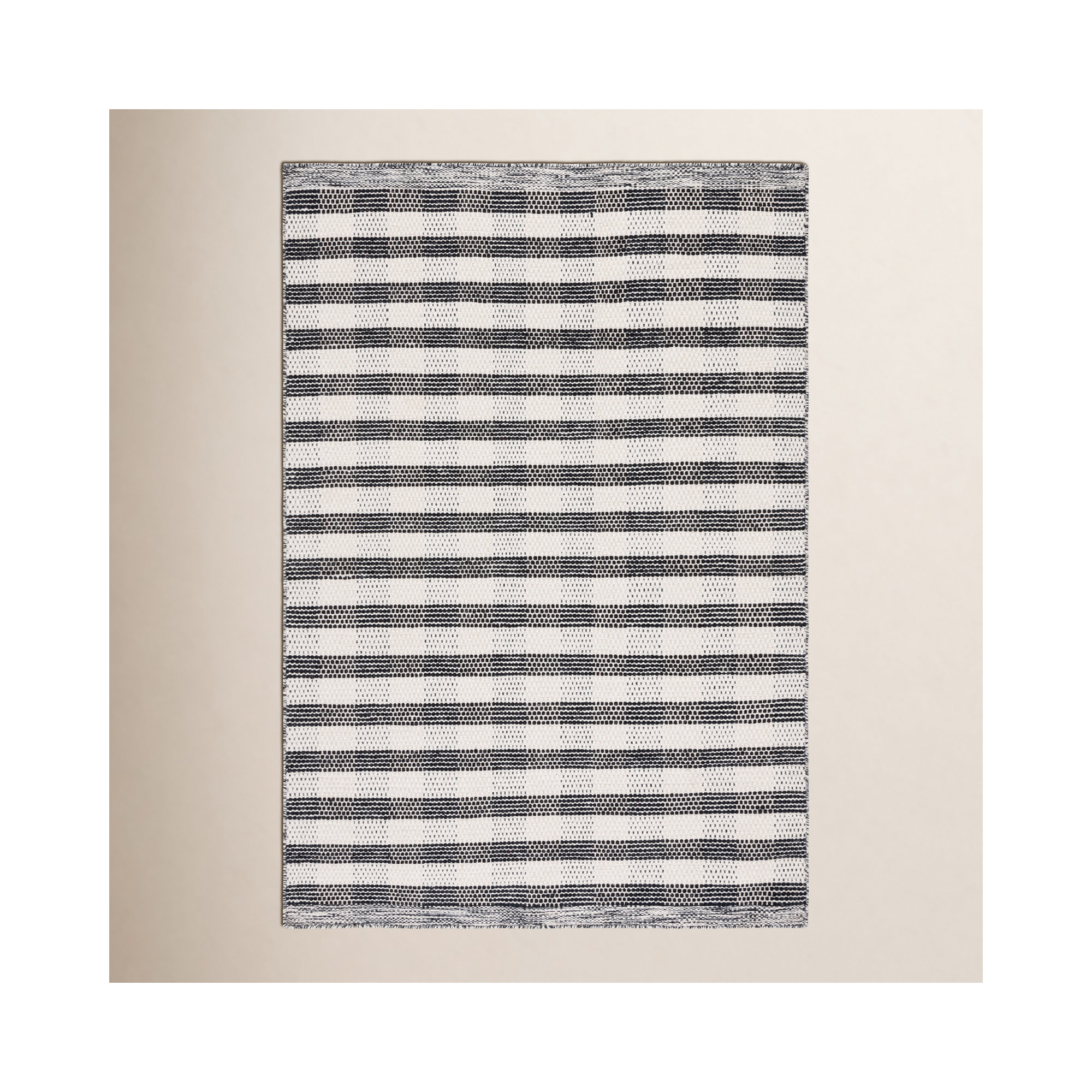 Striped Kilim 807 Area Rug In Black / Ivory, Rectangle 6' x 9'
