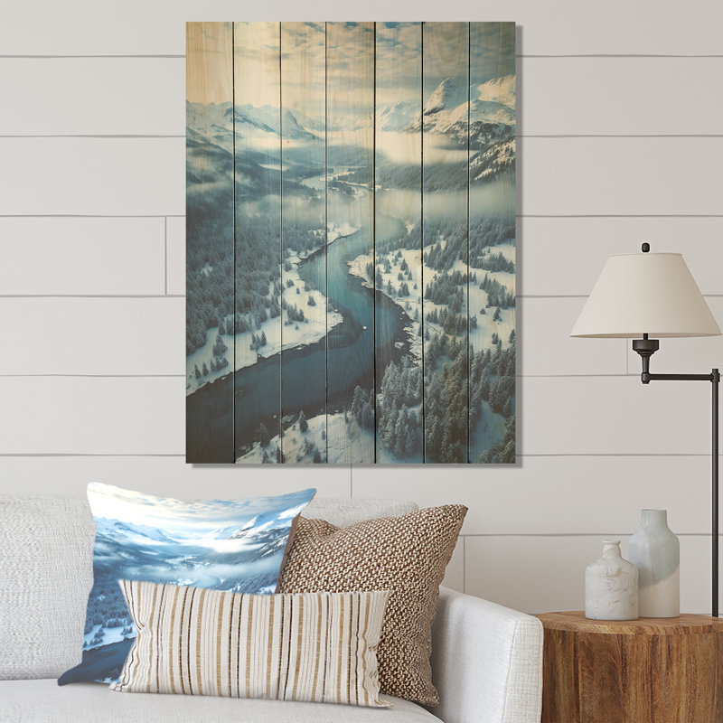 Pine Valley Winter Mountain Landscape IV - Paysage d'hiver sur bois, H 40 po x l 30 po