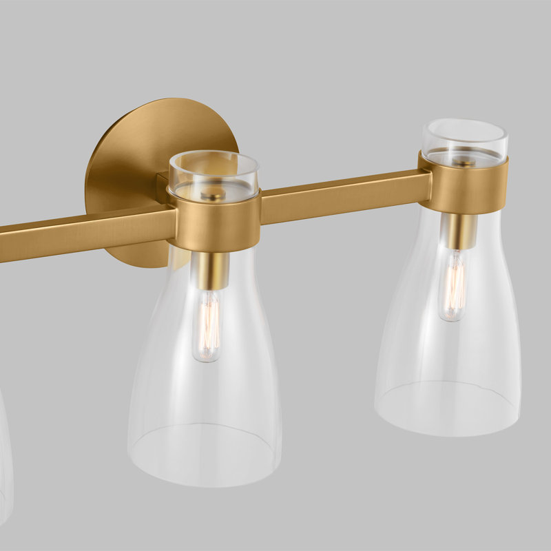 Burnished Brass and Glass Single Light Vanity Sconce