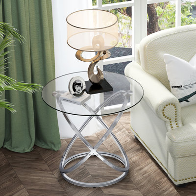 Lakhraj Glass Top End Table For Living Room,Bedroom by Mercer41
