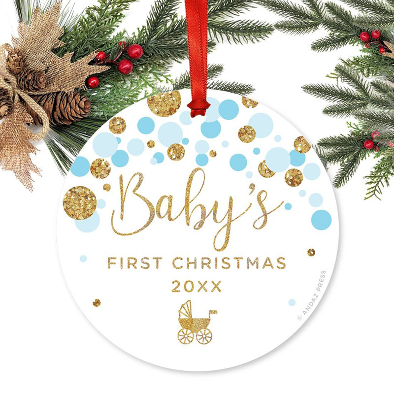 Metal People Holiday Shaped Ornament, Baby Blue/Gold, Yes