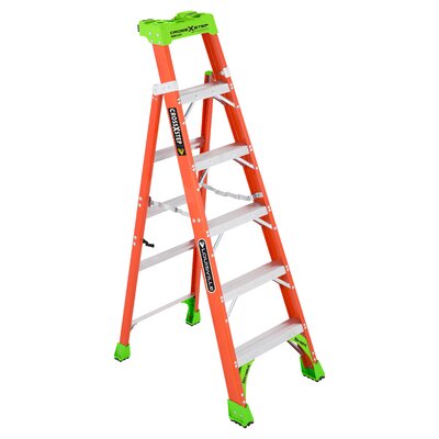 6 Ft, Fiberglass Cross Step Ladder, Type Ia, 300 Lb Load Capacity - Louisville Ladder FXS1506