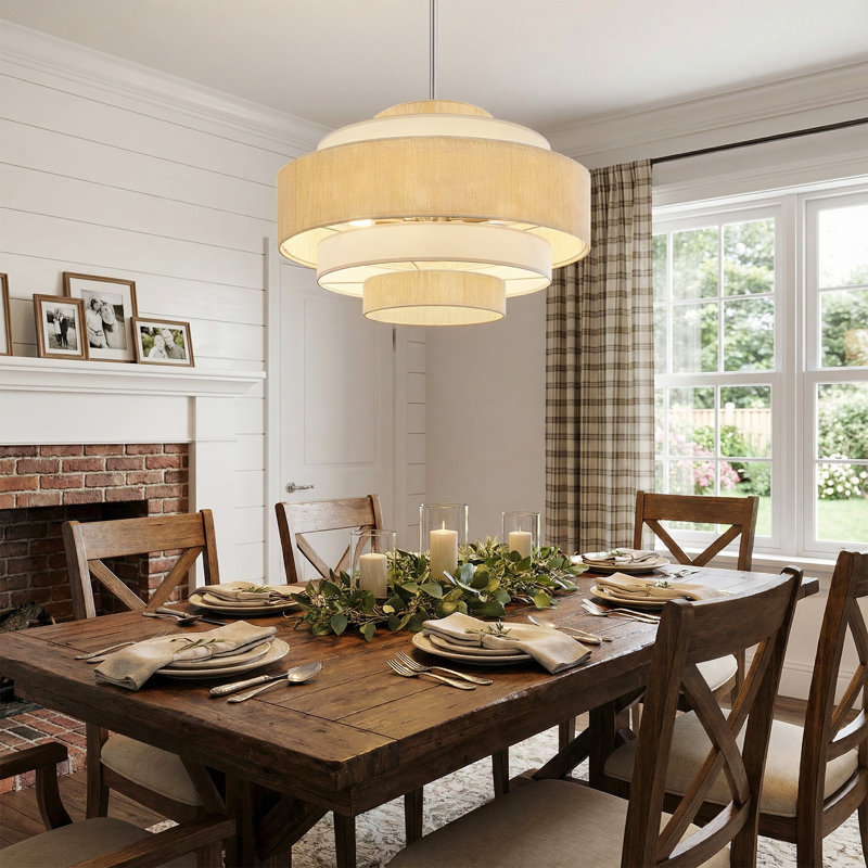 Lustre tambour moderne à niveaux, 23.6"