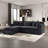 L-shaped Upholstered Sofa Couch With Wooden Storage Compartment And Throw Pillows-156909802